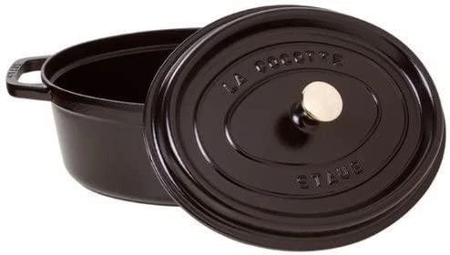 Ovalus ketaus puodas STAUB, 31 cm, 5,5 l, spalva: juoda