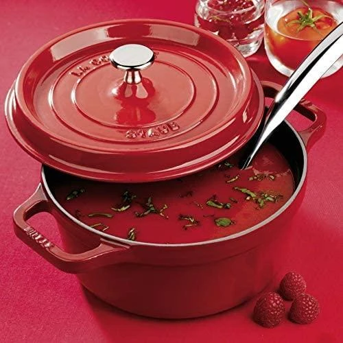 Staub La Cocotte 26cm, apvalus, ketaus, vyšnių raudonas