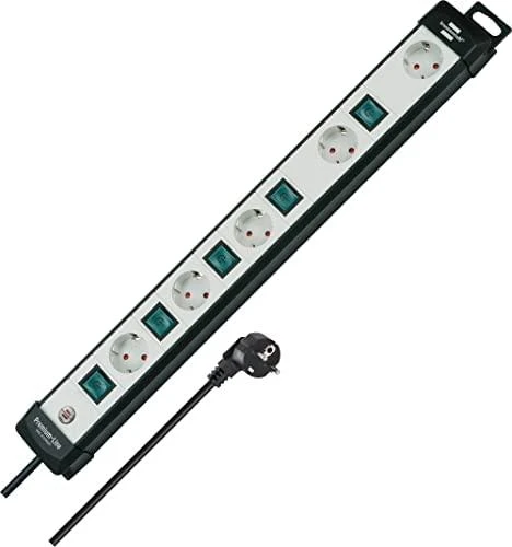 Brennenstuhl Premium Line Technics, prailgintuvas 5xCEE 7/4, 1xCEE 7/7, 5xmygtukai, 3m, apsauga nuo augintinių, juodas / pilkas1951550600 / GT-501