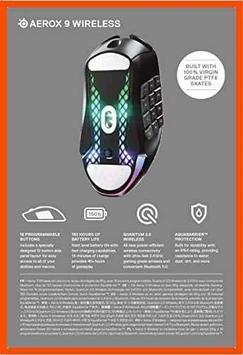 Belaidė žaidimų pelė SteelSeries Aerox 9 Onyx, Juodos spalvos