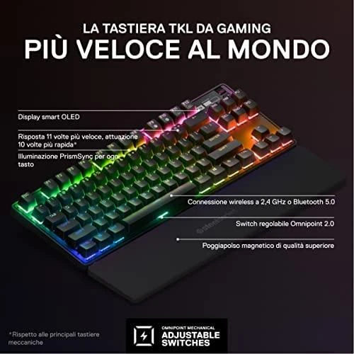 Steel Kalba Žaidimų klaviatūra SteelSeries Apex Pro TKL, DE kalba, Juodos spalvos ...