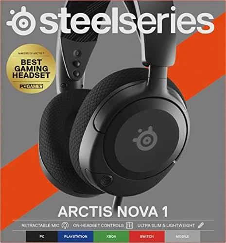 Ausinės žaidimams Arctis Nova 1 Over-Ear, Su mikrofonu, Juodos spalvos