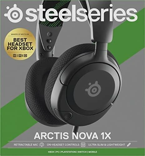 Ausinės žaidimams su mikrofonu SteelSeries Arctis Nova 1X Over-Ear, Juodos spalvos