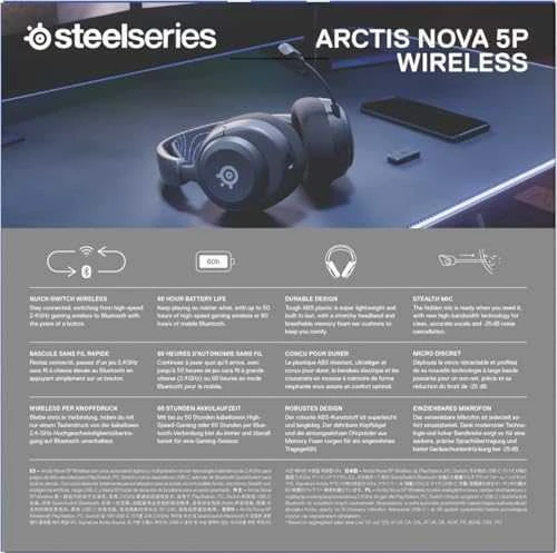 Belaidės žaidimų ausinės SteelSeries Arctis Nova 5P, Juodos spalvos