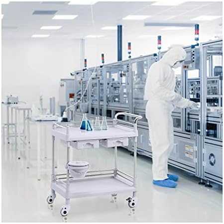 Steinberg Systems Medicininis laboratorinis vežimėlis, 2 lentynos, 2 stalčiai, krepšelis