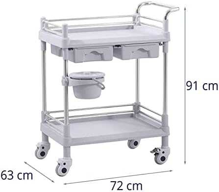 Steinberg Systems Medicininis laboratorinis vežimėlis, 2 lentynos, 2 stalčiai, krepšelis