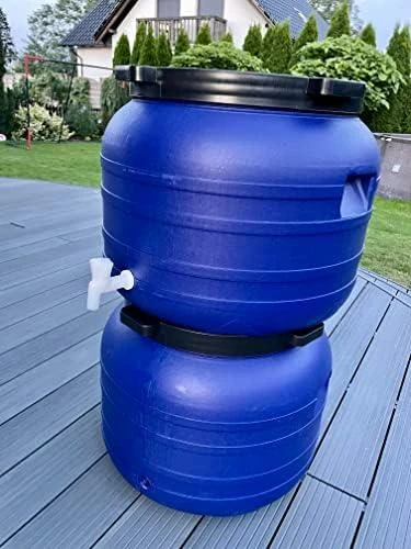 100L APVALINĖ PLASTIKINĖ STATINĖ SU čiaupu