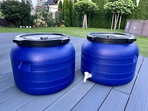 100L APVALINĖ PLASTIKINĖ STATINĖ SU čiaupu
