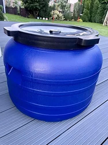 100L APVALINĖ PLASTIKINĖ STATINĖ SU čiaupu