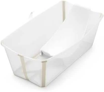 Stokke Flexi Bath - sulankstoma vaikiška vonia su įdėklu | Smėlio smėlio spalvos