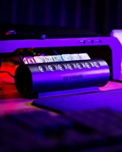 „Streamplify“ šakotuvas „Control 7“, 7x USB 3.0 A tipo, RGB, 12V, ES maitinimo kabelis – juodos spalvos