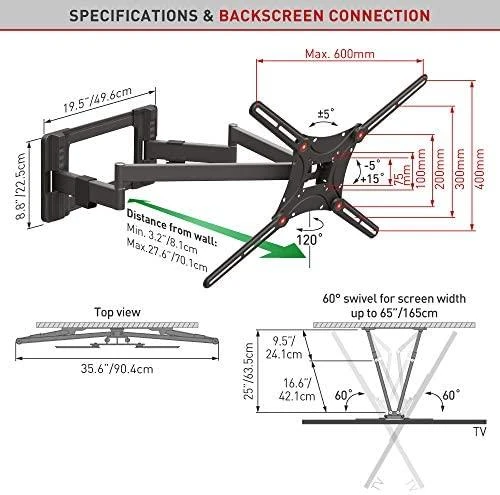 Laikiklis BARKAN BM464L 13"-90" lygiam/lenktam TV, 4 lankstu, sieninis, prailgintas