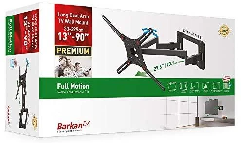 Laikiklis BARKAN BM464L 13"-90" lygiam/lenktam TV, 4 lankstu, sieninis, prailgintas