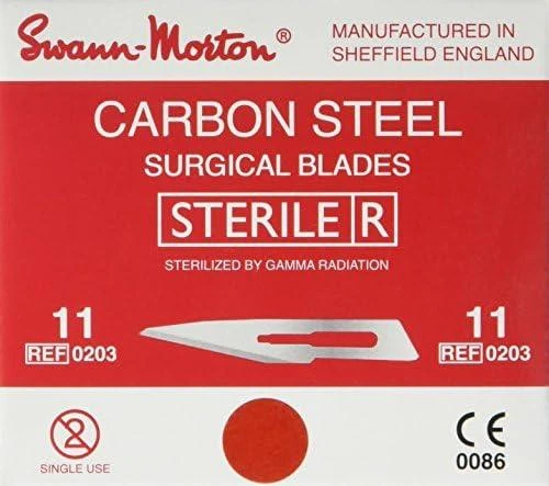 Swann-Morton CARBON STEEL Chirurginiai peiliai (Skalpeliai) No.11 - 100vnt/1dėžutė