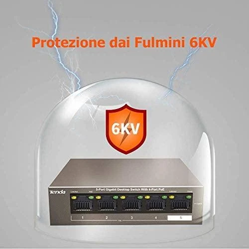 Šakotuvas Tenda TEG1105P-4-63W 5 X 10/100/1000Mbps jungiklis, 4 X PoE, maks. 58W