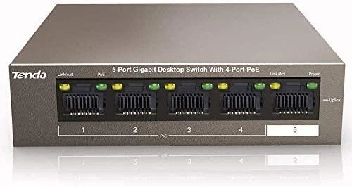 Šakotuvas Tenda TEG1105P-4-63W 5 X 10/100/1000Mbps jungiklis, 4 X PoE, maks. 58W