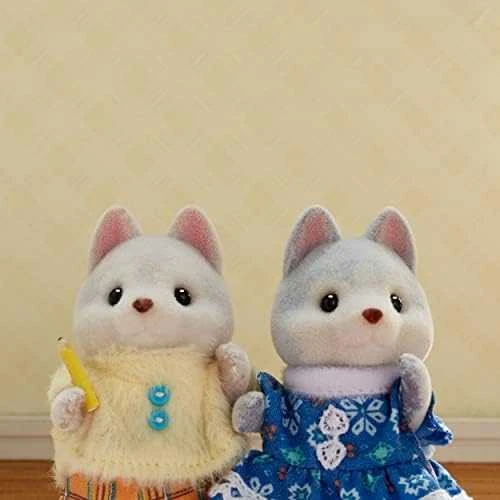 Sylvanian Families Epoch Figūrėlės husky šuniukai su dviračiu rinkinys