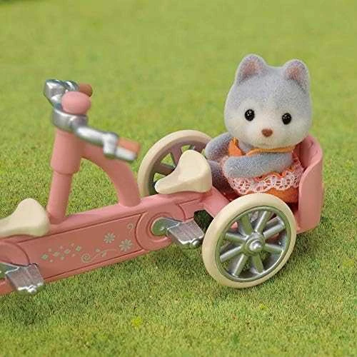 Sylvanian Families Epoch Figūrėlės husky šuniukai su dviračiu rinkinys