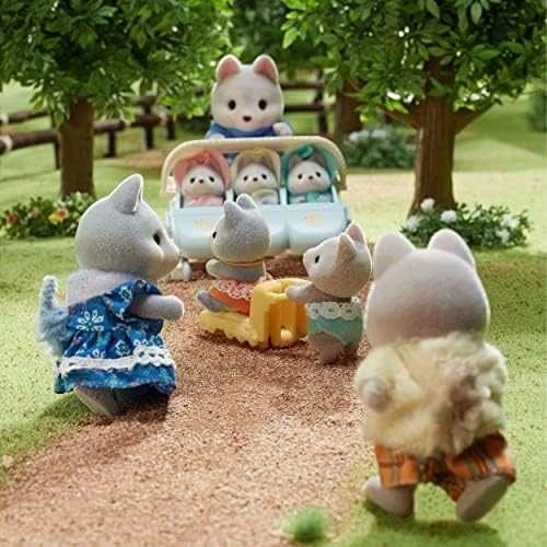 Sylvanian Families Epoch Figūrėlės husky šuniukai su dviračiu rinkinys