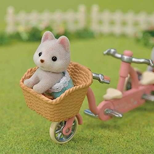 Sylvanian Families Epoch Figūrėlės husky šuniukai su dviračiu rinkinys