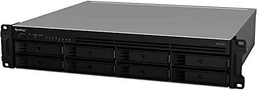 Serveris SYNOLOGY RS1221RP+ 8 skyrių NAS-Rackmount AMD Ryzen V1500B keturių branduolių 2,2 GHz 4GB DDR4 iki 32GB RJ-45 4x1GbE 2xUSB 3.2 1xeSATA