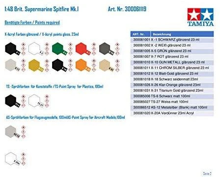 Tamiya - Supermarine SpitfireMk.I, 1/48, 61119