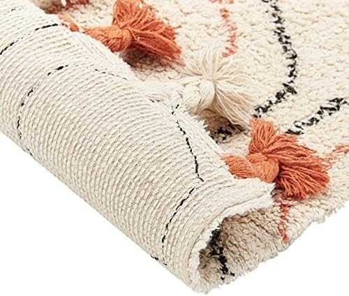 Beliani Kilimas HAJIPUR smėlio spalvos 80 x 150 cm medvilninis