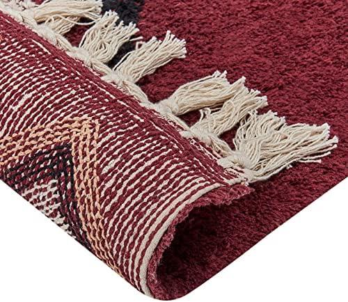 Beliani Kilimas SIIRT raudona 160 x 230 cm medvilninis