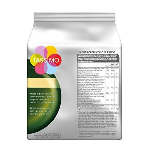 Kavos kapsulės Tassimo Cappuccino Classico (suderinamos su Bosch Tassimo kapsuliniais kavos aparatais), 8+8 vnt.