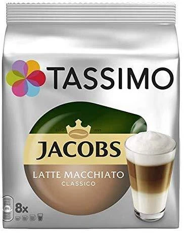 Jacobs Kavos kapsulės Tassimo Latte Macchiato Classico (suderinamos su Bosch Tassimo kapsuliniais kavos aparatais), 8+8 vnt.