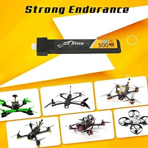 Gens Ace & Tattu Tattu LiPo 300mAh 3.8V 75C 1S1P HV BT2.0.5 akumuliatoriai (5 vnt.)