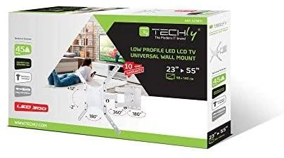 TECHLY 023851 Techly Sieninis laikiklis televizoriui LCD/LED/PDP dviguba rankena 23-55 45 kg VESA baltas