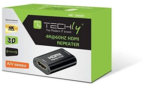 Techly IDATA HDMI2-RIP4KT vaizdo ir garso signalų ilgintuvas AV kartotuvas Juoda