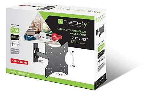 TECHLY 100860 Techly Sieninis laikiklis televizoriui LCD/LED/PDP pasukamas 23-42 20kg VESA juodas