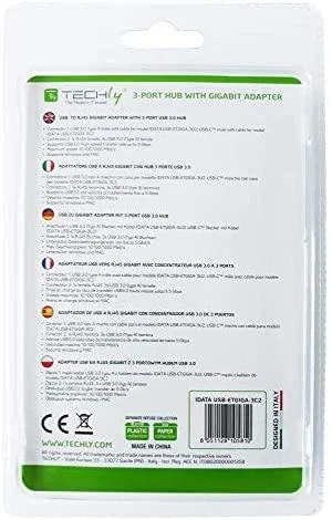 TECHLY 105810 Techly USB-C 3.1 į Gigabit Ethernet RJ45 tinklo adapteris su 3 prievadų USB 3.0 šakotuvu