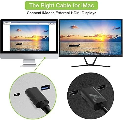 TECHLY 106312 Techly Monitorius kabelio adapteris USB-C DP AltMode į HDMI 4K M/M 2m juodas