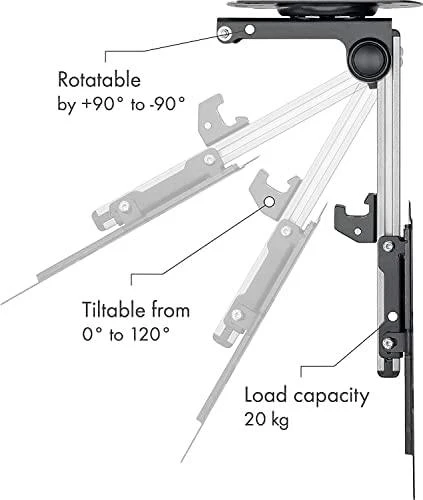 Laikiklis Techly 107142, 17–37 colių, 20 kg, reguliuojamas 265–400 mm, sulankstomas