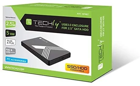 Techly išorinio disko dėklas pakuotėje