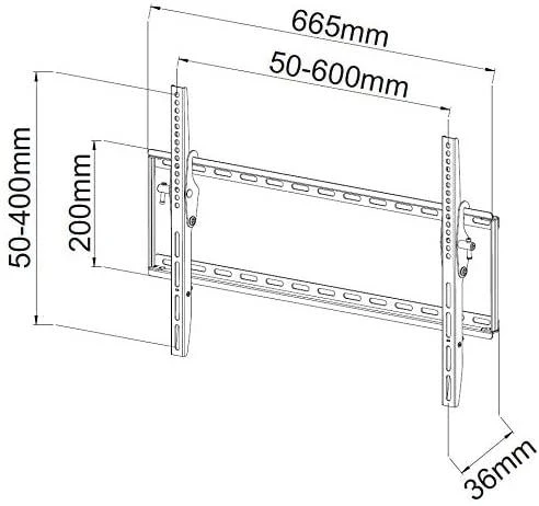 Laikiklis Techly „Intracom EFB Elektronik“ ICA-PLB-161L, 101,6 cm (40"), 165,1 cm (65"), 50 kg, 200 x 200 mm, 600 x 400 mm, Juoda