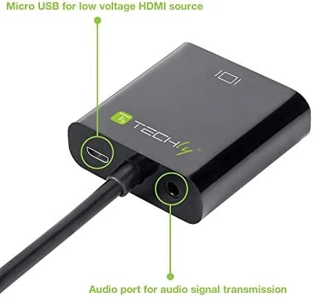 Techly Techniškai HDMI - VGA+3.5mm+Micro USB B M/F Juoda