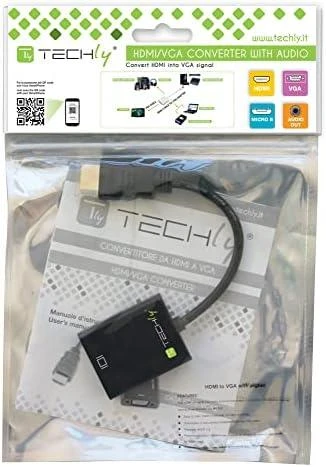 Techly Techniškai HDMI - VGA+3.5mm+Micro USB B M/F Juoda