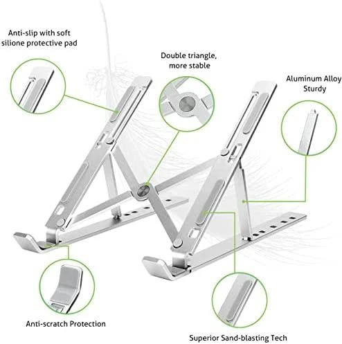 TECHLY Foldable Aluminum Stand for Notebook Planšetė and Išmanusis telefonas from 10inch to 16inch