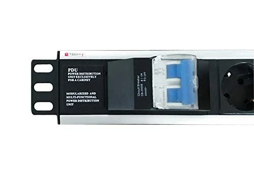 Techly Pro TECHLYPRO 023233 TechlyPro Rack 19 1,5U maitinimo juostelė 250V/16A 6x Schuko 3m dvigubas oro jungiklis