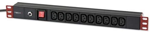 Techly Pro TECHLYPRO 023783 Rack 19 1U maitinimo juosta, skirta UPS 250V/10A 10x C13 lizdai C14 kištukas