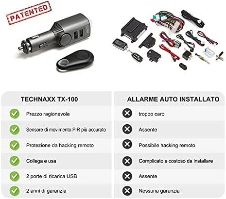 Universali signalizacija, automobilinis USB įkroviklis Technaxx Universal Mobile & Auto Alarm TX-100