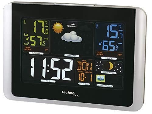 Techno Line WS 9450 Stazione Meteo Da Parete – Orologio Radiocontrollato Con Temperatura E Umidità Interna – Nero