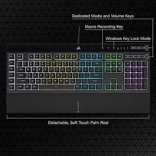 Žaidimų klaviatūra Corsair K55 RGB Pro su 5 zonų RGB pašvietimu, ENG išdėstymas
