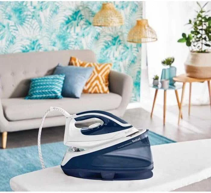 TEFAL | „Express Essential Steam Station“ | SV6116E0 | 2200 W | 1,4 l | 5–6 barai | Automatinis išjungimas | Vertikali garų funkcija | Kalkių valymo funkcija | Baltas/ Mėlyna