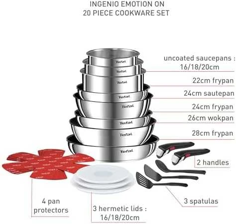 Puodų ir keptuvių rinkinys Tefal Ingenio Emotion, 20 dalių (L897SJ04)
