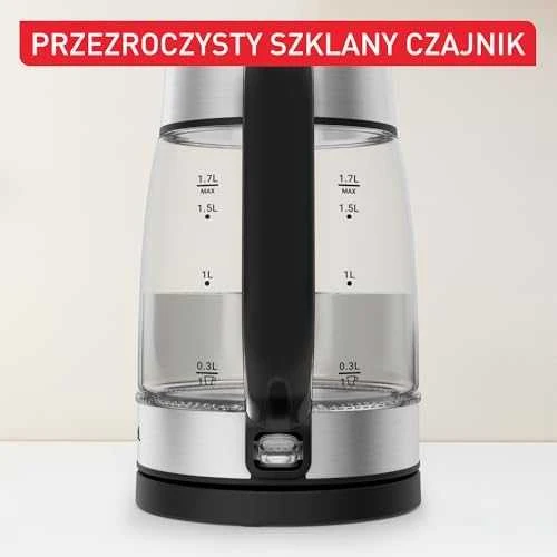Tefal Glass Virdulys KI605830 electric virdulys 1.7 L 2200 W Juodas, Sidabrinis, Transparent